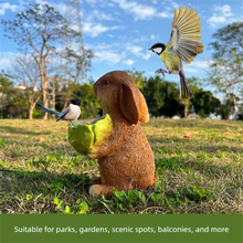 Cute Resin Rabbit Bird Feeder for Outdoor Garden Courtyard Balcony Landscape Decoration Durable Waterproof Animal Statue for Local Wild Bird Enthusiasts - view 2