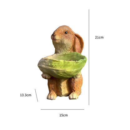 Cute Resin Rabbit Bird Feeder for Outdoor Garden Courtyard Balcony Landscape Decoration Durable Waterproof Animal Statue for Local Wild Bird Enthusiasts - view 5