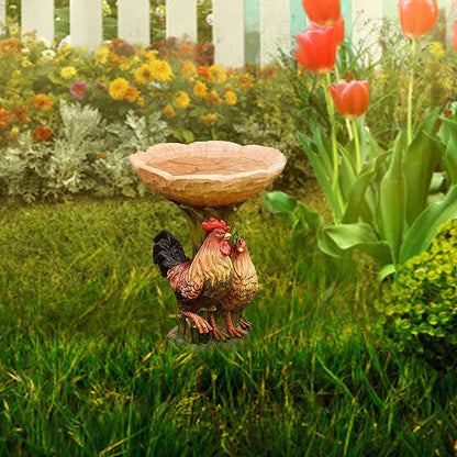 Rooster Resin Bird Feeder with Natural Stump Design for Garden and Outdoor Decor, Ideal for Attracting Birds and Enhancing Yard Aesthetics - view 2