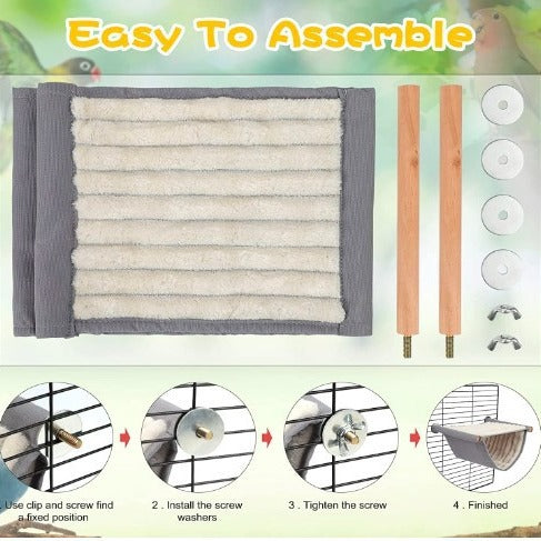 2-Pack Yellow Bird Hammock Bed for Parrots, Budgies, and Small Pets – Warm, Soft, Washable Hanging Nest with Easy Installation for Cage or Window Use(Size: S) - view 2