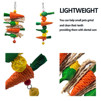 2-Pack Radish and sweetcorn skewers Bird Chew Toy for Parrots, Budgies, Hamsters, Rabbits & Small Pets – Hanging Carrot-Shaped Enrichment Toy with Natural Fibers for Beak Grinding and Mental Stimulation - view 3