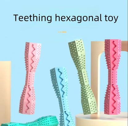 2-Pack Blue Hexagonal Pet Chew Toy – Durable Rubber Dog & Cat Teething Stick for Dental Care, Biting Relief and Mental Stimulation - view 2