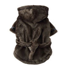 Army green Cozy Pet Bathrobe Sleepwear – Plush Fleece Dog Robe with Hood and Adjustable Waistband for Small to Medium Breeds(Size:L)