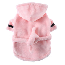 Pink Cozy Pet Bathrobe Sleepwear – Plush Fleece Dog Robe with Hood and Adjustable Waistband for Small to Medium Breeds(Size:XL)