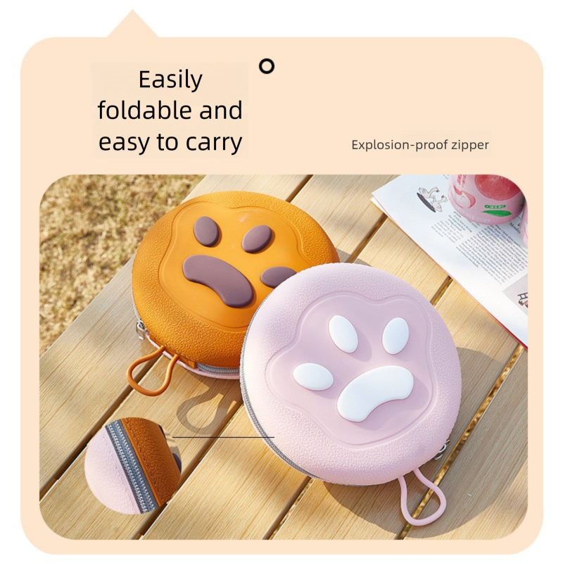 Brown Portable Foldable Dual Bowl for Pets – Silicone Feeding and Water Dish with Compact Storage Design - view 3