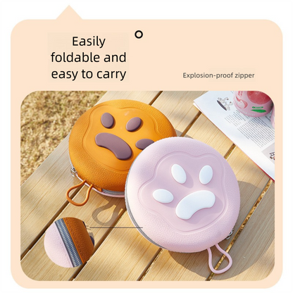 Brown Portable Foldable Dual Bowl for Pets – Silicone Feeding and Water Dish with Compact Storage Design - view 3