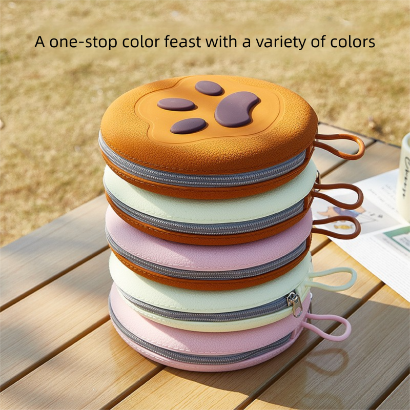 Brown Portable Foldable Dual Bowl for Pets – Silicone Feeding and Water Dish with Compact Storage Design - view 5