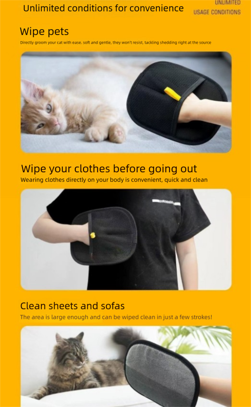 2 PCS Pet Hair Remover Mitt Reusable Static Lint Brush Glove for Cat & Dog Fur Cleaning Furniture Clothes & Bedding - view 3