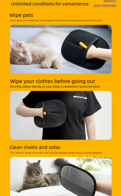 2 PCS Pet Hair Remover Mitt Reusable Static Lint Brush Glove for Cat & Dog Fur Cleaning Furniture Clothes & Bedding - view 3