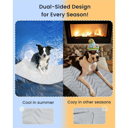 Pet Cooling Mat Self Cooling Pad for Dogs Cats Dual Sided Summer Sleeping Bed Grey Large (122x71cm) - view 3