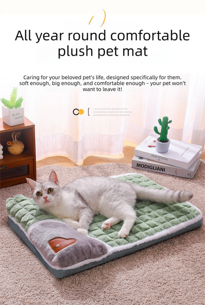 Thickened Pet Sofa Bed S Size 40x25cm Green Dog Mat with Integrated Pillow Soft Washable Sleeping Pad for Dogs and Cats All Season Comfort - view 2