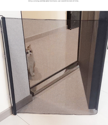 Extra Wide Automatic Retractable Pet Gate 130x78cm Safety Dog Fence No-Drill Mesh Isolation Rail with Auto-Rebound for Wide Hallways and Stairs Black - view 2