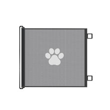 Retractable Pet Safety Gate 110x78cm Paw Print Mesh Dog Barrier No Drill Retracting Fence for Stairs and Doorways