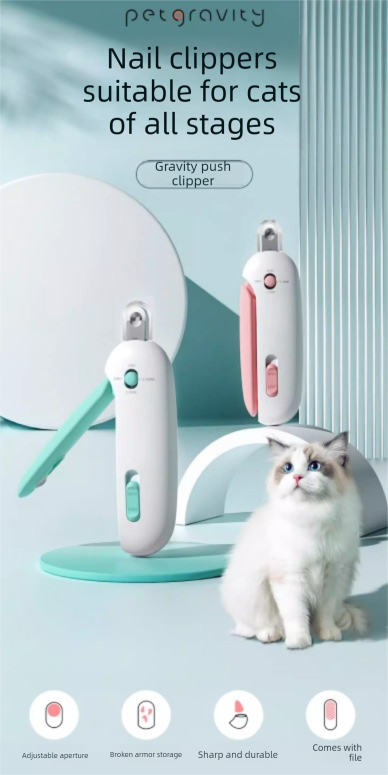 Adjustable Cat Nail Clippers Safety Round Hole Trimmer 1mm-3.5mm Anti-Splash Grooming Tool with File for Kittens & Rabbits Pink - view 2