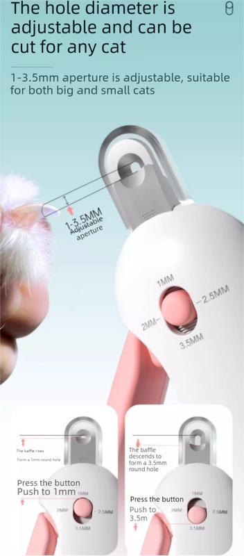 Adjustable Cat Nail Clippers Safety Round Hole Trimmer 1mm-3.5mm Anti-Splash Grooming Tool with File for Kittens & Rabbits Blue - view 3