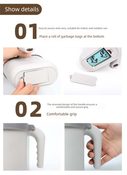 2-in-1 Cat Litter Scoop with Integrated Waste Bin & 4 Rolls Refill Bags Detachable Sifter Shovel Anti-Reflux Baffle Grey - view 3