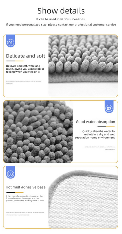 Grey Chenille Pet Mat Non-Slip Absorbent Dog & Cat Rug 40x60cm Cute Paw Print Design for Feeding Sleeping or Entryway - view 4