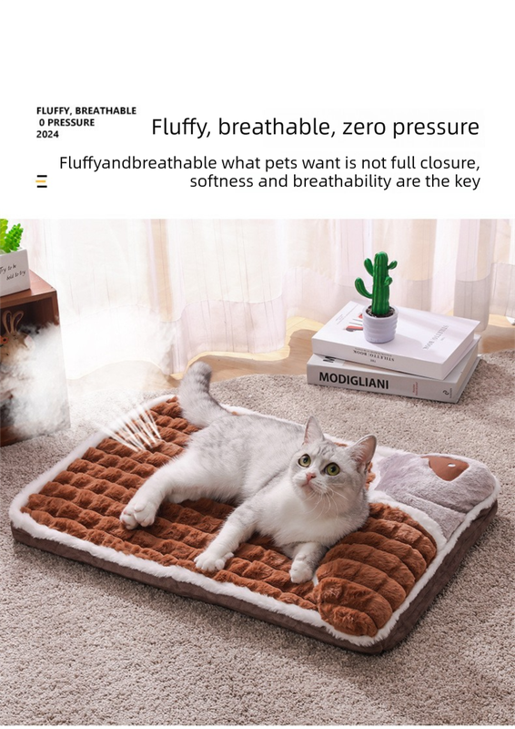Thickened Pet Sofa Bed S Size 40x25cm Coffee Dog Mat with Integrated Pillow Soft Washable Sleeping Pad for Dogs and Cats All Season Comfort - view 5