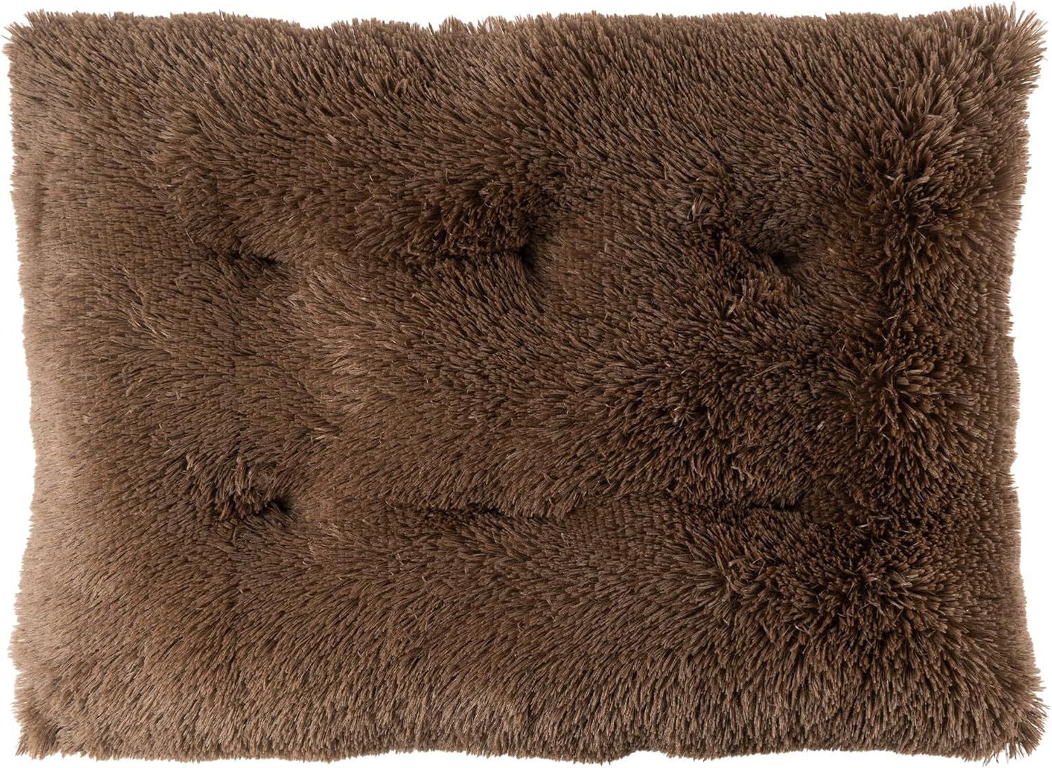 Luxury Long Plush Pet Bed Mat Faux Fur Crate Pad 110x75cm Dark Offee XXL Soft Warm Cushion for Giant Dogs