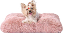 Luxury Long Plush Pet Bed Mat Faux Fur Crate Pad 45x30cm Pink Soft Warm Cushion for Cats & Small Dogs