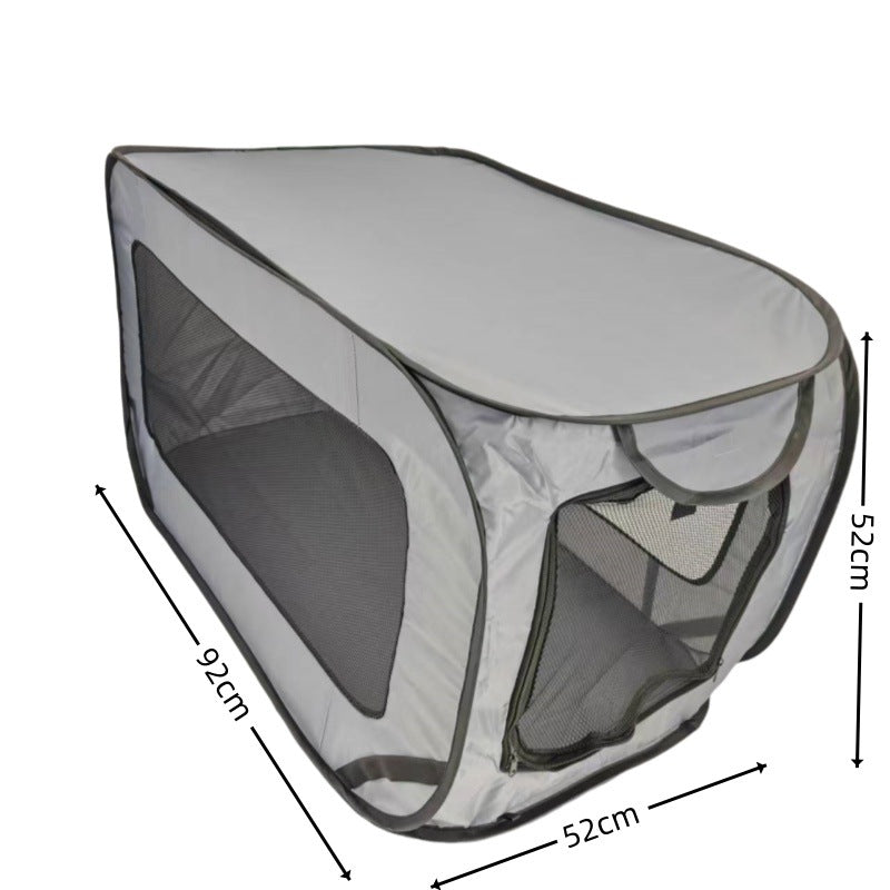 Grey Instant Pop-Up Foldable 4-Sided Pet Playpen & Car Crate - Breathable Scratch-Resistant Travel Kennel for Dogs & Cats (Open 92 x 52 x 52 CM, Folded 34 x 34 x 3 CM) - view 2