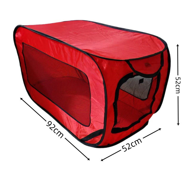 Red Instant Pop-Up Foldable 4-Sided Pet Playpen & Car Crate - Breathable Scratch-Resistant Travel Kennel for Dogs & Cats (Open 92 x 52 x 52 CM, Folded 34 x 34 x 3 CM) - view 2
