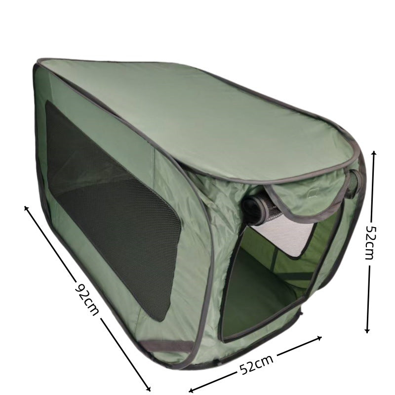 Green Instant Pop-Up Foldable 4-Sided Pet Playpen & Car Crate - Breathable Scratch-Resistant Travel Kennel for Dogs & Cats (Open 92 x 52 x 52 CM, Folded 34 x 34 x 3 CM)
