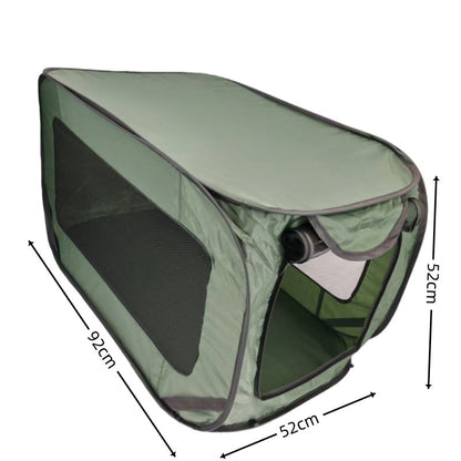 Green Instant Pop-Up Foldable 4-Sided Pet Playpen & Car Crate - Breathable Scratch-Resistant Travel Kennel for Dogs & Cats (Open 92 x 52 x 52 CM, Folded 34 x 34 x 3 CM)