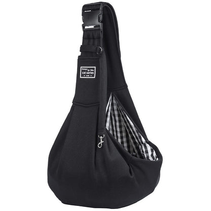 Black Lightweight Breathable Pet Crossbody Bag with Adjustable Padded Strap & Reversible Double-Sided Design