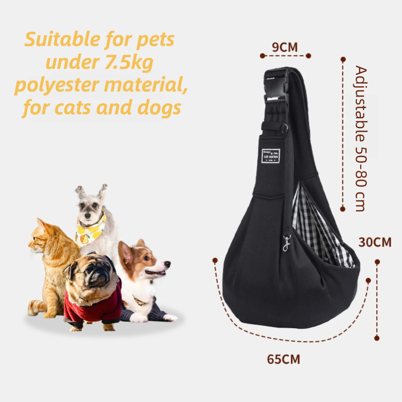 Black Lightweight Breathable Pet Crossbody Bag with Adjustable Padded Strap & Reversible Double-Sided Design - view 2