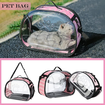 Beige Foldable Breathable Pet Carrier with Panoramic Window & Strap - EVA & Lychee Leather Crossbody Travel Bag (S 35 x 20 x 22CM) - view 2
