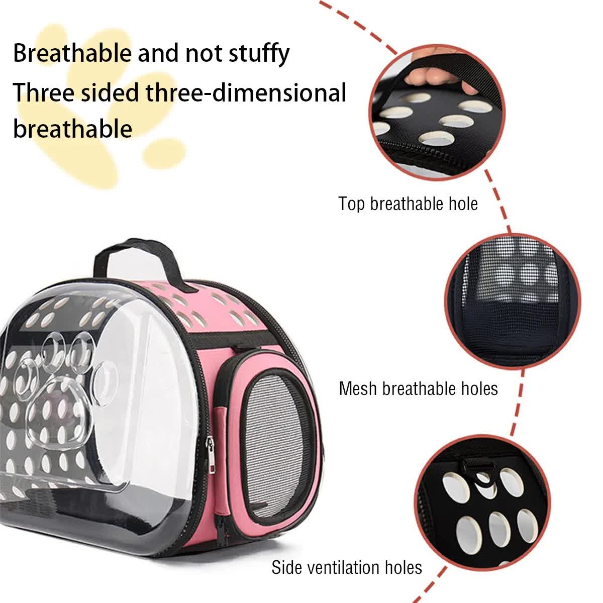 Beige Foldable Breathable Pet Carrier with Panoramic Window & Strap - EVA & Lychee Leather Crossbody Travel Bag (S 35 x 20 x 22CM) - view 3