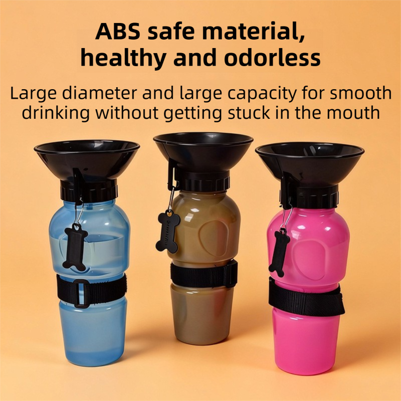 Blue 500ML Portable Pet Dog Water Bottle with 10cm Wide Bowl - Leakproof Travel Drinker for Outdoor Walking and Hiking - view 3