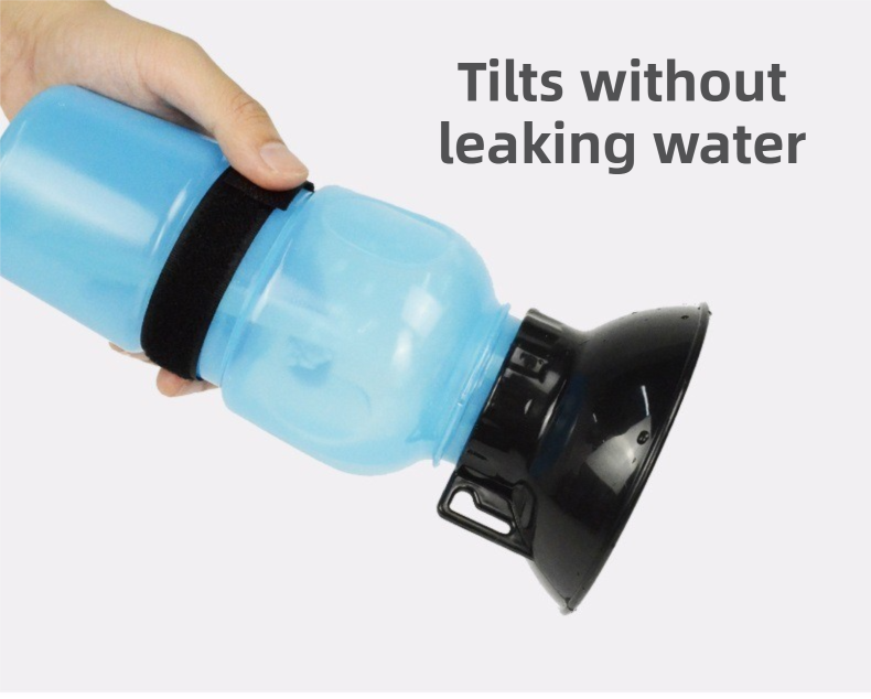 Blue 500ML Portable Pet Dog Water Bottle with 10cm Wide Bowl - Leakproof Travel Drinker for Outdoor Walking and Hiking - view 5