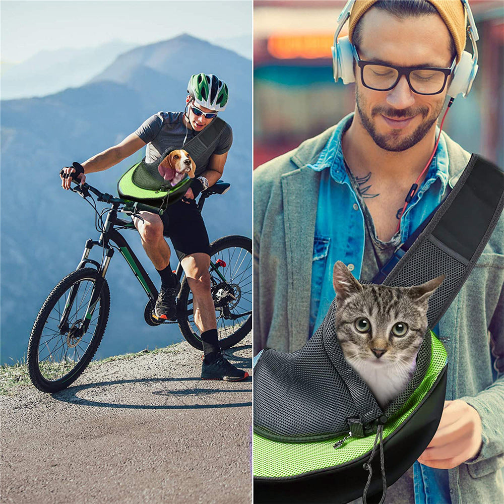 Red Hands-Free Pet Chest Carrier - Breathable Mesh Crossbody Bag for Dogs & Cats within 2.5KG - view 3