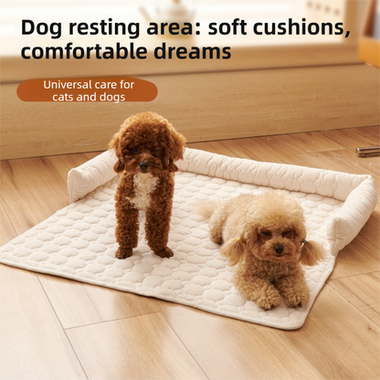 Brown Pet Sofa Protector & Calming Bolster Bed with Long Plush - 75x75CM Thickened Non Slip Furniture Cover for Cats & Dogs - view 2