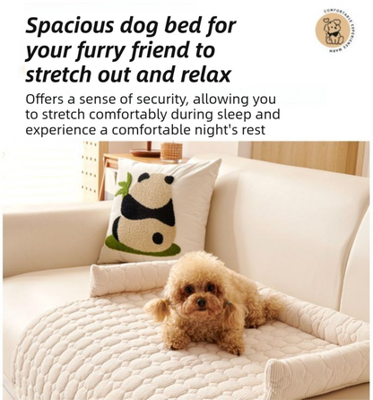 Black Pet Sofa Protector & Calming Bolster Bed with Long Plush - 75x75CM Thickened Non Slip Furniture Cover for Cats & Dogs - view 5