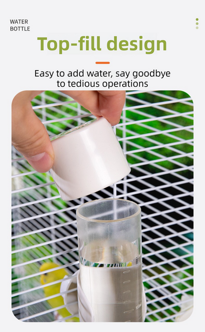 White Automatic Bird Water Dispenser with Extended Brass Needle Valve and Graduated Marking - 200ML Transparent Threaded Cap Feeder - view 3