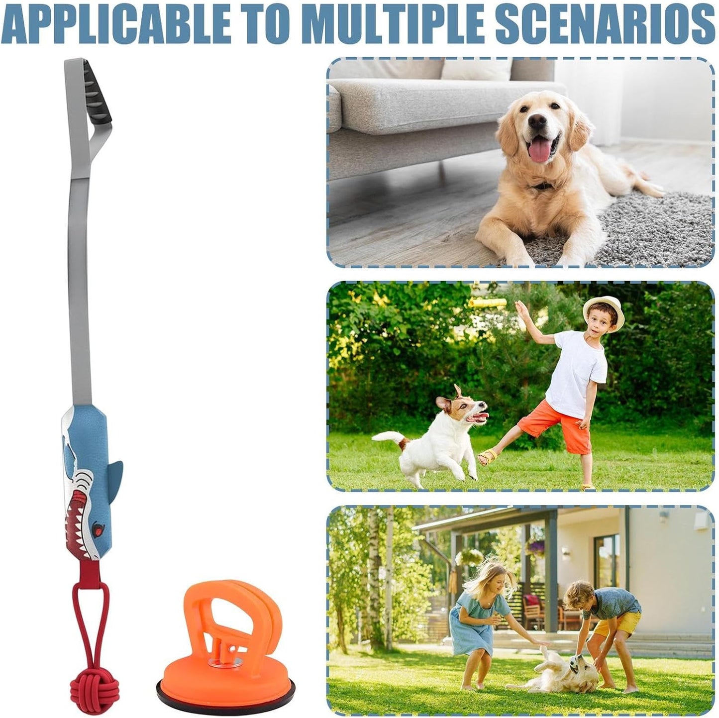 Shark-shaped Tug-of-War Dog Toy with Suction Cup & Chew Rope Knot - Interactive Squeaky Molar Toy for Puppies & Small Dogs - view 4