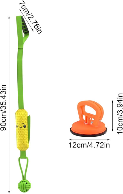 Corn-shaped Tug-of-War Dog Toy with Suction Cup & Chew Rope Knot - Interactive Squeaky Molar Toy for Puppies & Small Dogs - view 2