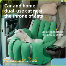 Green 2-in-1 Fluffy Travel Cat Bed & Car Safety Seat - Enclosed Windproof Pet Carrier with Reversible Summer/Winter Cushion, Reinforced Handle and Escape-Proof Leash - view 2