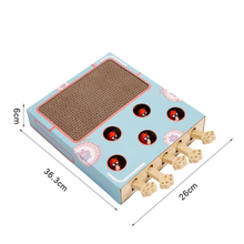 3-in-1 Whack-A-Mole Cat Toy & Scratching Lounge - Spring Swivel Toy, Interactive Puzzle Box and Multi-Functional Cat Scratcher