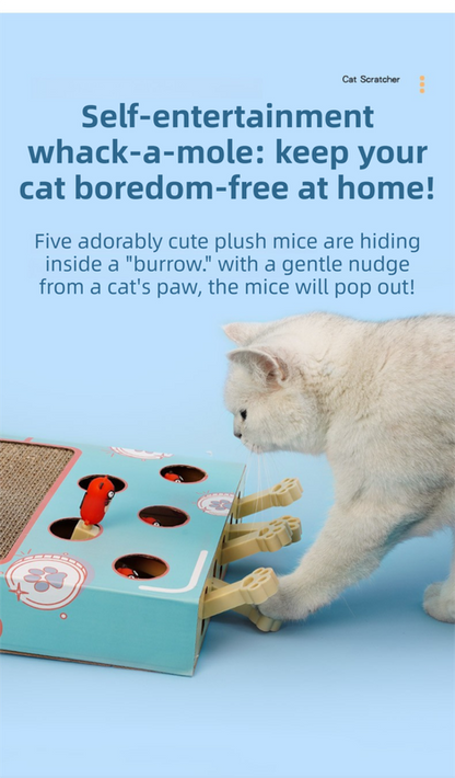 3-in-1 Whack-A-Mole Cat Toy & Scratching Lounge - Spring Swivel Toy, Interactive Puzzle Box and Multi-Functional Cat Scratcher - view 3