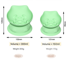 L Green 2-Piece Elevated Silicone Pet Bowl Set - Slanted Neck Protection Cat Bowl with Anti-Slip Suction Base for Cats and Small Dogs - view 2