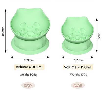 L Green 2-Piece Elevated Silicone Pet Bowl Set - Slanted Neck Protection Cat Bowl with Anti-Slip Suction Base for Cats and Small Dogs - view 2