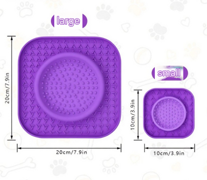 L Purple 2-Pack Premium Silicone Pet Lick Mat - Slow Feeder for Dogs and Cats with Powerful Suction Base - Anxiety Relief and Boredom Buster for Grooming and Bathing - view 3