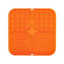 2PCS Orange 20 x 20 cm Silicone Pet Lick Mat | Multi-Zone Slow Feeder Pad with Suction Cups | Anxiety Relief Dog & Cat Bowl