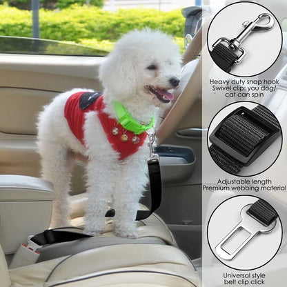 Black 5PCS Universal Adjustable Pet Car Safety Seat Belt | Heavy Duty Retractable Harness Restraint | Anti-Jump Window Safety Clip - view 2