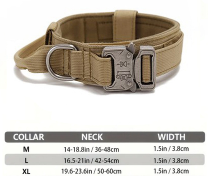 L Khaki Heavy Duty Tactical Dog Collar | Military Grade Nylon with Zinc Alloy Quick-Release Buckle | Padded Training Collar for Medium to Large Breeds - view 2