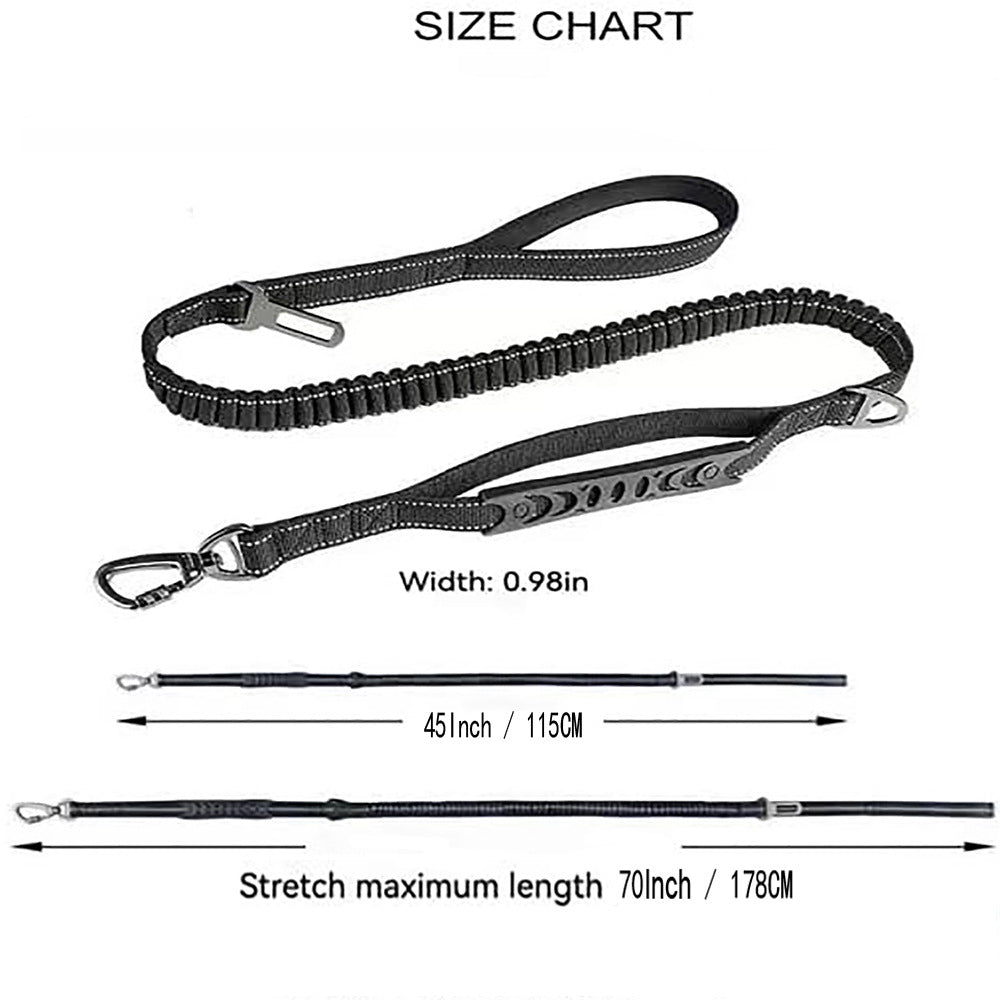 Red Heavy Duty Elastic Bungee Dog Leash | Anti-Pull Safety Shock Absorber | Multi-Functional Training Lead for Medium to Large Dogs - view 2